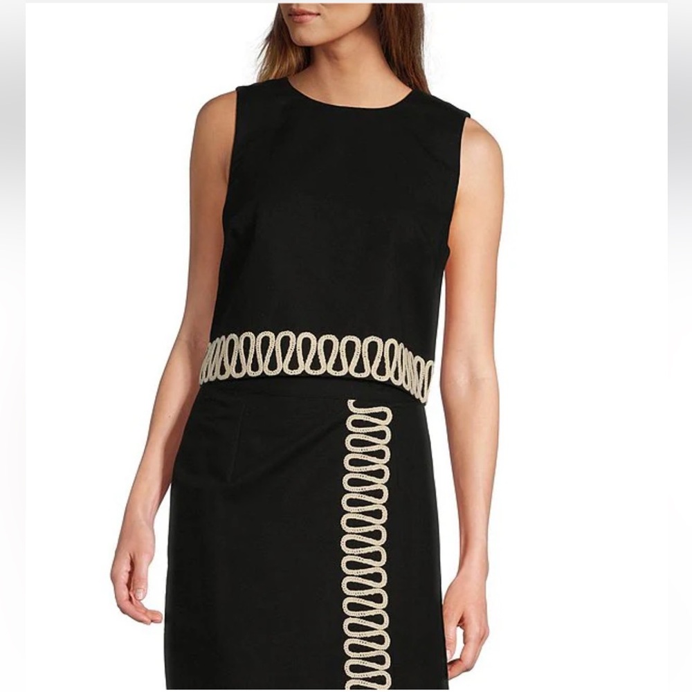 NWT Antonio Melani Slava Sleeveless Embroidered Canvas Coordinating Top